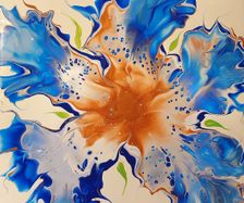 Blå & koppar - blomma med swirl
